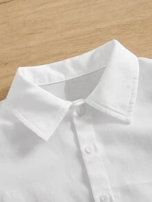 SHEIN Đứa bé trai Chất rắn Nút phía trước Áo sơ mi Với Buộc - trắng - Xem 6