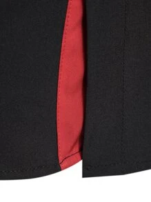 Manfinity Homme 男式撞色拼接纽扣拼色休闲短袖衬衫，适合工作、商务 - 黑色 - 查看 5