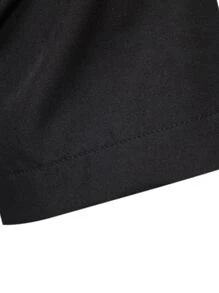 Manfinity Homme 男式撞色拼接纽扣拼色休闲短袖衬衫，适合工作、商务 - 黑色 - 查看 6