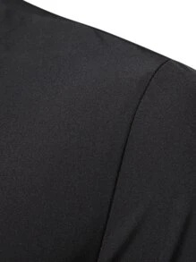 Manfinity Homme 男式撞色拼接纽扣拼色休闲短袖衬衫，适合工作、商务 - 黑色 - 查看 8