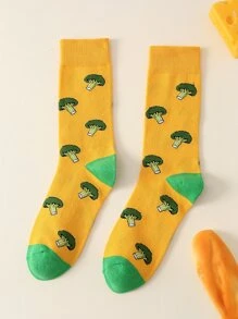 Broccoli Pattern Socks, Fall Socks - Multicolor - View 1