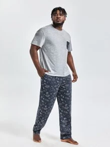 Men Paisley Print Pocket Patched PJ Set - Multicolor - View 3
