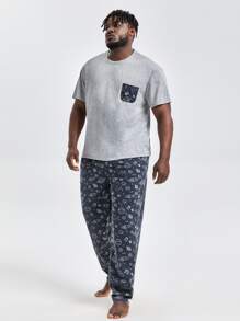 Men Paisley Print Pocket Patched PJ Set - Multicolor - View 5