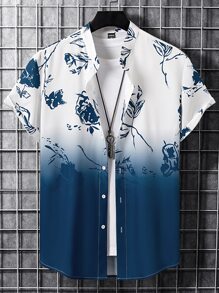 Manfinity RSRT Men Floral Print Shirt Without Tee - Blue and White - View 1