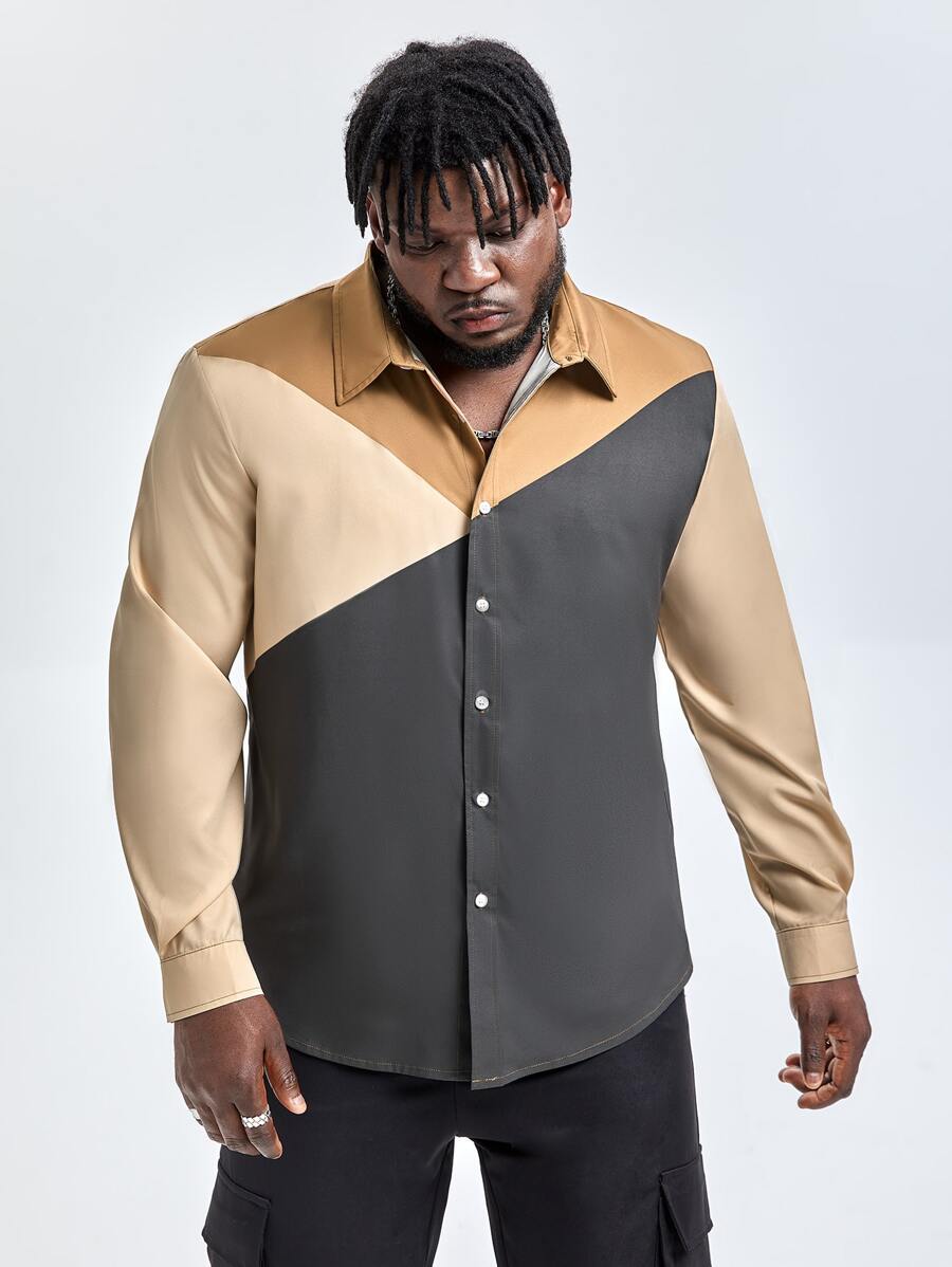 Manfinity Men Plus Cut And Sew Shirt - Multicolor - View 1