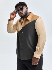 Manfinity Men Plus Cut And Sew Shirt - Multicolor - View 4