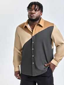 Manfinity Men Plus Cut And Sew Shirt - Multicolor - View 5