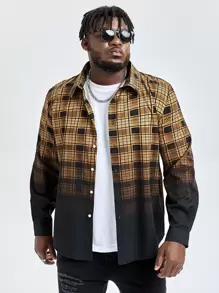 Manfinity Men Plus Ombre Plaid Print Shirt - Multicolor - View 1