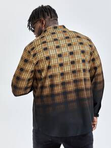 Manfinity Men Plus Ombre Plaid Print Shirt - Multicolor - View 2