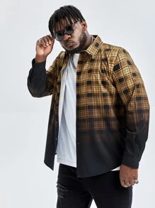 Manfinity Men Plus Ombre Plaid Print Shirt - Multicolor - View 3