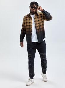 Manfinity Men Plus Ombre Plaid Print Shirt - Multicolor - View 5