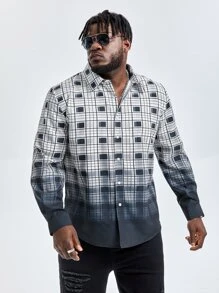 Manfinity Men Plus Ombre Plaid Print Shirt - Multicolor - View 1