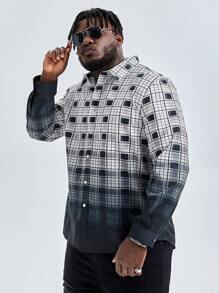 Manfinity Men Plus Ombre Plaid Print Shirt - Multicolor - View 5