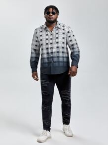 Manfinity Men Plus Ombre Plaid Print Shirt - Multicolor - View 6