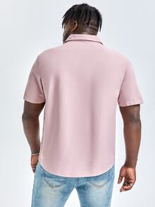 Manfinity Men Plus Letter Graphic Shirt - Dusty Pink - View 2