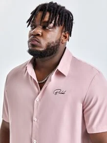 Manfinity Men Plus Letter Graphic Shirt - Dusty Pink - View 6