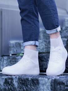 1pair Solid Rain Boots Cover - White - View 1