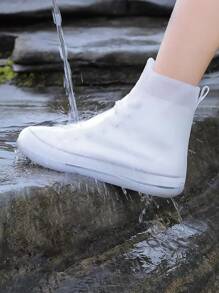 1pair Solid Rain Boots Cover - White - View 8