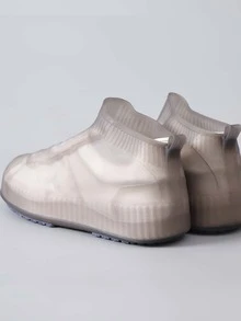 1pair Solid Rain Boots Cover - Grey - View 4