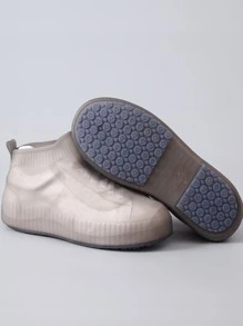 1pair Solid Rain Boots Cover - Grey - View 5
