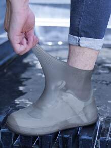 1pair Plain Rain Boots Cover - Grey - View 4
