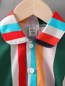 Toddler Boys Block Striped Shirt & Shorts Without Tee - Multicolor - View 3