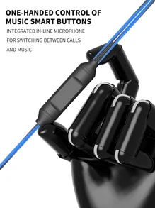 1pc Two Tone Wired In-ear Headphone - Black - View 4