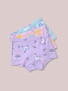 女孩3入組卡通圖案平角內褲