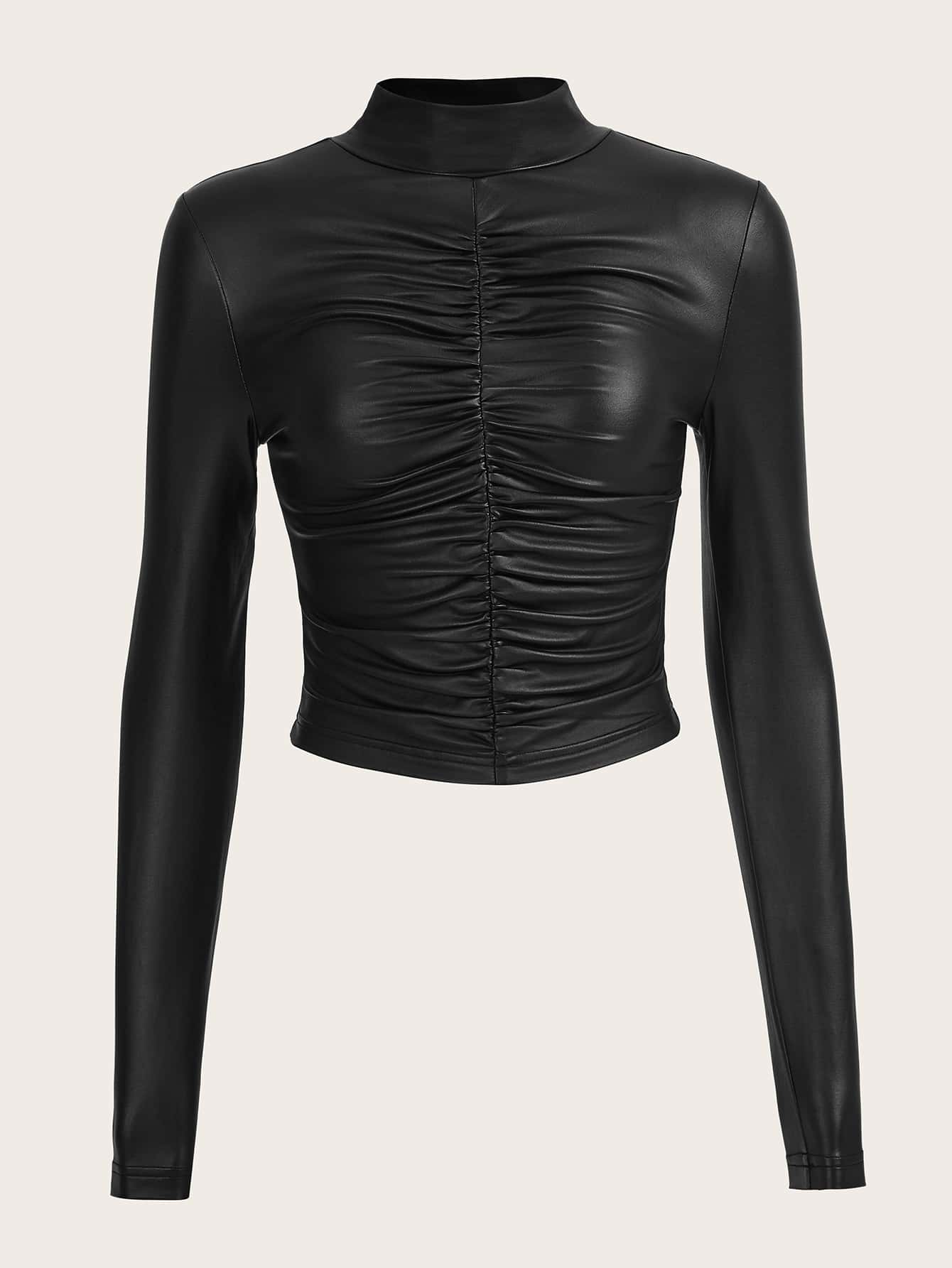 SHEIN ICON Áo thun nữ Xù màu trơn Giải trí - màu đen - Xem 1