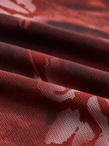 SHEIN ICON 紮染圖案木耳邊網紗半身裙 - 彩色 - 查看 5