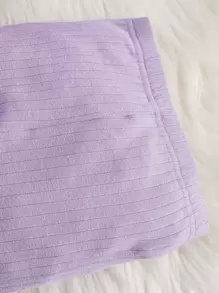 SHEIN Bộ đồ Em bé Gân đan màu trơn Giải trí - Màu Lilac Tím - Xem 4