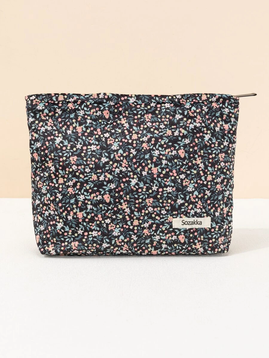 1 件花卉灯芯绒可爱小清新软花大容量六角包化妆包女士女孩化妆包化妆袋护肤包洗漱包收纳包，旅行必需品邮轮必需品宿舍必需品，婚礼伴娘礼物，妈妈礼物，生日礼物，送给朋友和老师的礼物，家居装饰，浴室客厅卧室装饰，浴室收纳盒，珠宝收纳盒，唇油收纳盒，指甲油收纳盒 - 彩色 - 查看 1