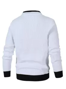 Manfinity Homme Men Contrast Trim Zip Up Cardigan - White - View 2