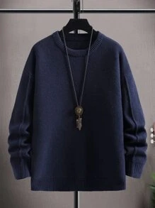 Manfinity Hypemode Men Seam Detail Drop Shoulder Jumper - Navy Blue - View 1