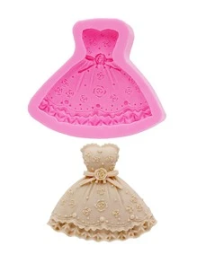 1入組連衣裙形狀DIY矽膠模具 - 粉色 - 查看 1