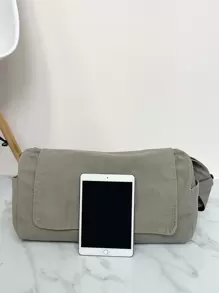 Túi đi học Flap Hobo tối giản dành cho sinh viên mới tốt nghiệp, cô gái tuổi teen, sinh viên năm nhất, sinh viên năm hai, sinh viên năm cuối đại học, đại học và trung học phổ thông, hoàn hảo cho hoạt động ngoài trời, du lịch và quay lại trường học - Xám - Xem 5