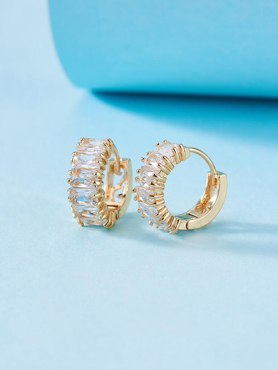 Pendientes de aro zirconia cúbica - Amarillo Oro - Ver 1