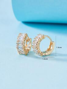 Pendientes de aro zirconia cúbica - Amarillo Oro - Ver 3