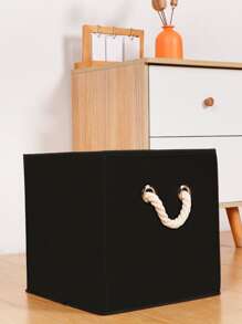 1pc Plain Storage Basket - Black - View 4