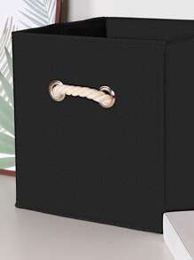 1pc Plain Storage Basket - Black - View 5