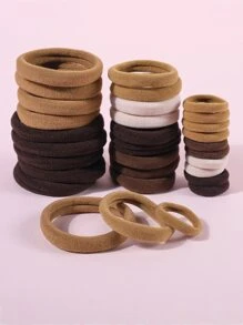 80pcs Parent-Toddler Girls Random Color Solid Hair Tie - Multicolor - View 2