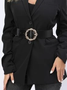 Twist Round Buckle Belt - Black - View 1