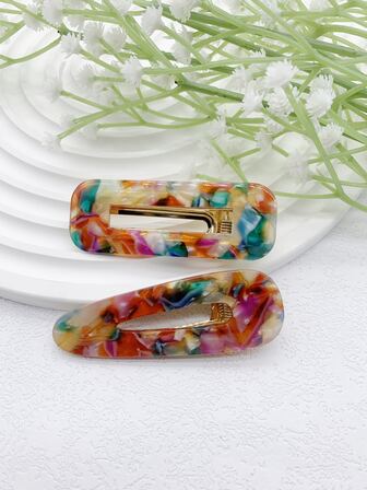 Boho風格 2入組圖形圖案髮夾