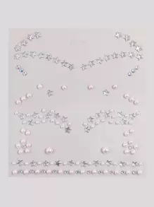1入組3D立體聲模擬星星珍珠眼貼鑽頭臉部貼紙鑽頭DIY派對假面舞會眼睛臉部貼紙身體貼紙鑽頭 - 彩色 - 查看 1