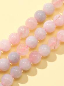 1strand Gemstone Round Bead DIY Jewelry Accessory - Pink - View 1