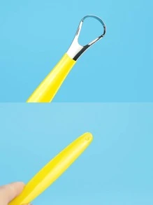 1pc Stainless Steel Tongue Cleaner - Yellow - View 4