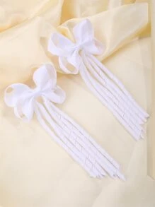 2pcs Teen Girls Bow Decor Alligator Hair Clip - White - View 2