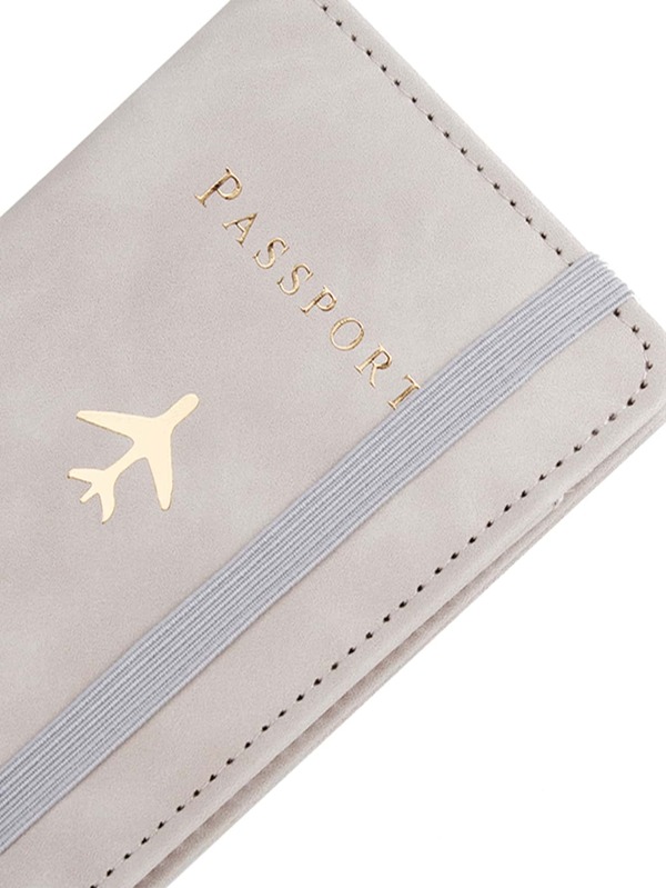 Metallic Airplane & Letter Graphic Passport Case SHEIN USA