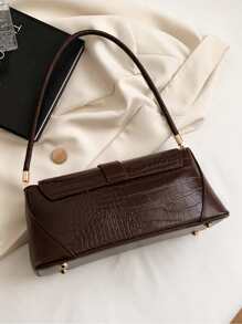 Dập nổi cá sấu Đồ trang trí khóa Đập nhẹ Cái túi - Cà phê nâu - Xem 3