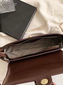 Dập nổi cá sấu Đồ trang trí khóa Đập nhẹ Cái túi - Cà phê nâu - Xem 5